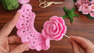 3D⚡💯Crochet Flower💯👌 Very easy crochet rose flower making for beginners crochet [upl. by Henryk]