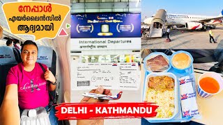 Delhi to Kathmandu on Royal Nepal Airlines Immigration SIM card Currency Exchange Taxi amp Hotel [upl. by Haridan]