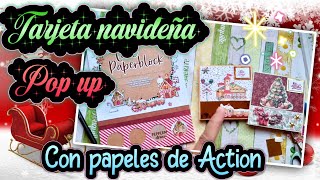 Tarjeta Navideña POP UP 🎄🎅🏻 Con papeles de ACTION [upl. by Renny]