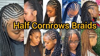 Best Cornrow Braids Hairstyles  Half Cornrow Braids  Knotless braids hairstyles  Cornrow Styles [upl. by Teuton]