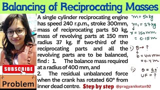 Problem1 Balancing of Reciprocating Masses pragyaniketan92 [upl. by Helge]