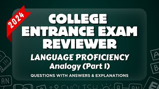 COLLEGE ENTRANCE EXAM REVIEWER 2024  ENGLISH  Analogy Part 1  UPCAT ACET DCAT USTET etc [upl. by Renaldo]