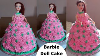 Barbie Doll Cake1 kg doll cake recipehow to make doll cake at home [upl. by Yatnuhs]