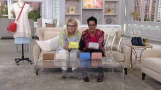 Isaac Mizrahi Live Bridgehampton Perforated Leather Wallet on QVC [upl. by Ahsataj]