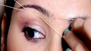 Painless Eyebrow Threading Tutorial At Home Useful Tips  SUPER EASY [upl. by Alimac]