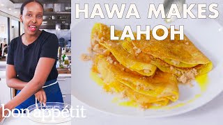 Hawa Makes Lahoh Somali Pancakes  From the Test Kitchen  Bon Appétit [upl. by Ellemaj]