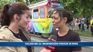 Über 100000 bei 22 Regenbogenparade in Wien [upl. by Eirehc374]