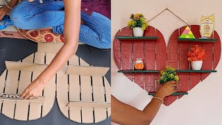 Amazing Heart Home Decoration Idea  Waste cardboard using craft for wall decor  DIY Room decoratio [upl. by Rednaxela]