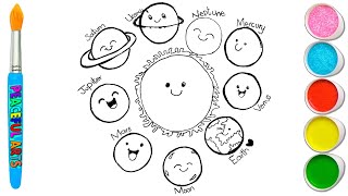 Cute Solar System Drawing  How to Draw Solar System  Solar System Planets Drawing  Solar System [upl. by Luedtke]