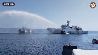 China uses water cannons anew vs Filipino ships in West Philippine Sea [upl. by Yenmor]