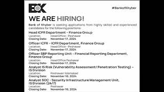 Bank of Khyber Jobs November 2024 Apply Online Relationship Managers amp Others BOK Latest [upl. by Helse]