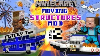 MINECRAFT MOVING STRUCTURES Bus Boat Plane Movie Theater  Instant Massive Structures 2 Mod [upl. by Mignon]