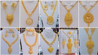 Lightweight Gold Bridal Necklace set designs 2024  Royal Gold Chain pendant set designs [upl. by Spanjian]