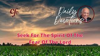 October 1  Daily Devotion  Seek For The Spirit Of The Fear Of The Lord  Zac Poonen [upl. by Elyrpa]