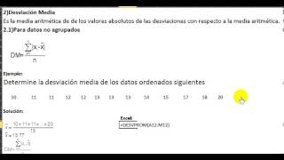 Excel desviacion media de datos no agrupados [upl. by Pena]