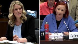 CBC President Catherine Tait questioned if shell receive a bonus following layoffs  WATCH [upl. by Sirk]