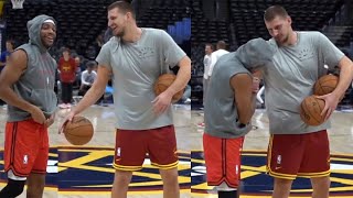 Nikola Jokic and Bruce Brown shared some moments before Raptors x Nuggets game [upl. by Tloh]