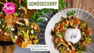 Veganes Gemüse Curry mit Basmatireis  Sallys Welt [upl. by Drain507]