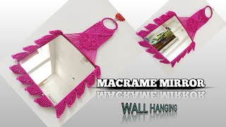 HOW TO SQUARE MIRROR ATTACH  mirror art design macrame ytshort viralvideo diy craft trending [upl. by Cinnamon]