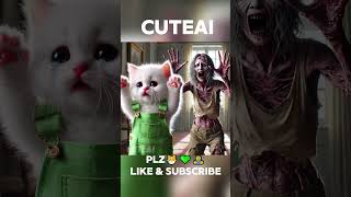 The beautiful owners transformation into a zombie What happens to the cat 😿💚🧟‍♀️kitten ai [upl. by Proctor]