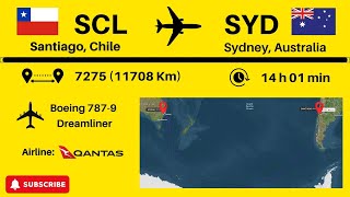 Passing close to Antarctica  Route Santiago SCL to Sydney SYD  Boeing 7879 Dreamliner [upl. by Bronwen]