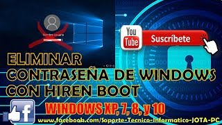 ELIMINAR CONTRASEÑA DE WINDOWS XP 7 8 y 10 CON HIREN BOOT [upl. by Nelg943]