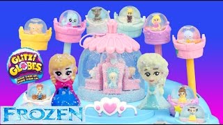 Frozen ELSAS BALLROOM SNOW STORM GLITZI GLOBES Anna Olaf Cinderella Belle fun toys [upl. by Arok]