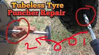 TwoampFour Wheelers Tubeless Tyre Puncher Repair In With In 1 Min  Self Tubeless Puncher Tyre Repair [upl. by Assirk]