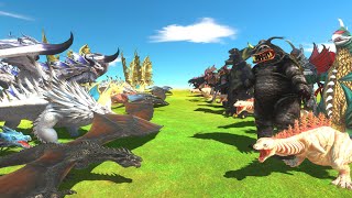 Dragon War  Dragon Team VS Giant Monster Team  Animal Revolt Battle Simulator [upl. by Euqinomahs875]