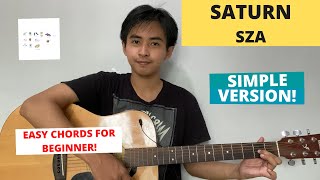 Easy Chords Saturn  SZA Guitar Tutorial Simple For Beginner [upl. by Atsahc332]