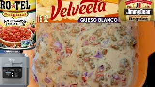 Easy Velveeta Queso Blanco Rotel Sausage Dip Ninja Speedi Slow Cooker  Silicone Pot [upl. by Buckingham]