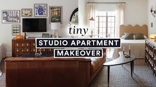 290 SQ FT STUDIO APARTMENT MAKEOVER ✨ ALL Facebook Marketplace  DIY Wavy Headboard [upl. by Tripp]