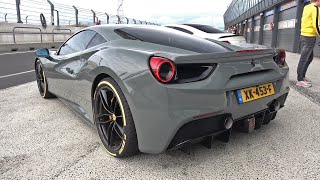 Grigio Medio Ferrari 488 GTB 670HP with Capristo Exhaust Flatout On Track Lovely Sounds [upl. by Hardman]