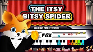 The Itsy Bitsy Spider  Easy Piano Tutorial amp Fun Cartoon for Kids amp Beginners Learning Music [upl. by Porte]