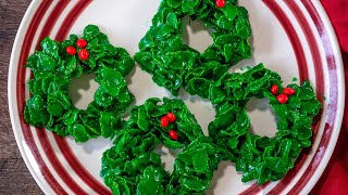 Cornflake Christmas Wreath Cookies [upl. by Nrublim66]