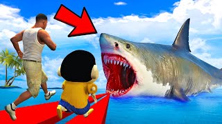 SHINCHAN AND FRANKLIN TRIED THE IMPOSSIBLE WATER MELA SHARK PARKOUR CHALLENGE GTA 5 [upl. by Ycnaf426]