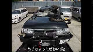 ランクル80横転クラッシュ LandCruiser80 Sideslip crash [upl. by Shorter]