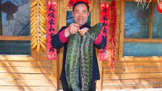 2 HUGE SNAKEHEAD FISH Boiling with Hot Stones The BEST WAY to Enjoy Fish  Uncle Rural Gourmet [upl. by Graniah]