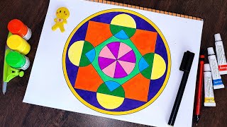 Easy Geometrical Design in Circle  Geometric Drawing With Colour  Geometric Art  Learn amp Art [upl. by Attenov]