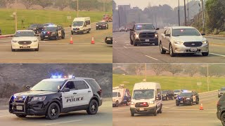 Various Law Enforcement Agencies at Woolsey Fire [upl. by Ylrebmyk]