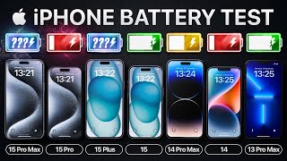 iPhone 15 Pro Max vs 15 Pro  15 Plus  15  14  13 Battery Test [upl. by Rorry]