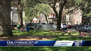 Savannah visitors claim top spots before St Patricks Day parade [upl. by Einrae920]