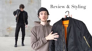 Alpha Industries MA1 Bomber Jacket slim  Review amp Styling [upl. by Eadmund]