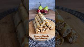 Crispy waffle rolls in frying pan shorts [upl. by Alyag]