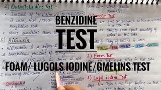 Chemical test blood benzidine  orthotoluidine test  bilirubin  Gmelins  Foam in urine [upl. by Abe]