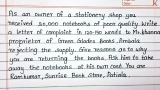 Complaint Letter About Damaged Notebooks  English Formal Letter  Letter Writing In English [upl. by Trilley]