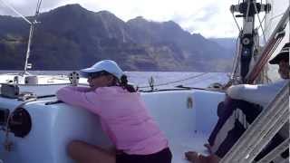 Malihini catamaran sailing Na Pali coast Kauai [upl. by Aisak157]