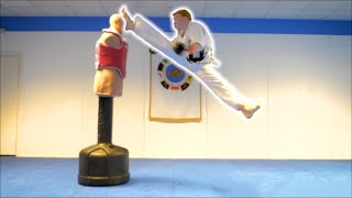 Taekwondo Training on the BOB XL  Martial Arts Kicking Sampler  Ginger Ninja Trickster [upl. by Ahsinar373]