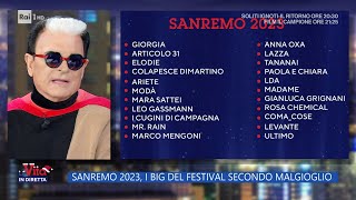 Sanremo 2023 i big del Festival secondo Malgioglio  La vita in diretta  12122022 [upl. by Yahiya]