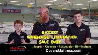 Huge Liquidation Sale  ALL Dover’s Mattress Closeout Center Alabama Locations [upl. by Elle]